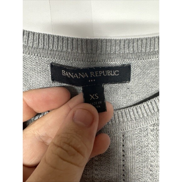 Banana Republic Women’s Sweater XS Light Gray Long Sleeve Knit Pullover - Picture 7 of 9
